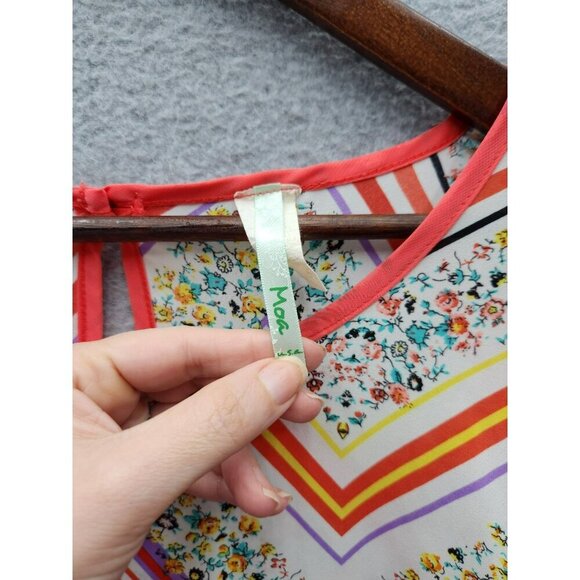 Colorful Floral Chevron Pattern Womens Blouse With Flared Sleeves - Picture 2 of 4